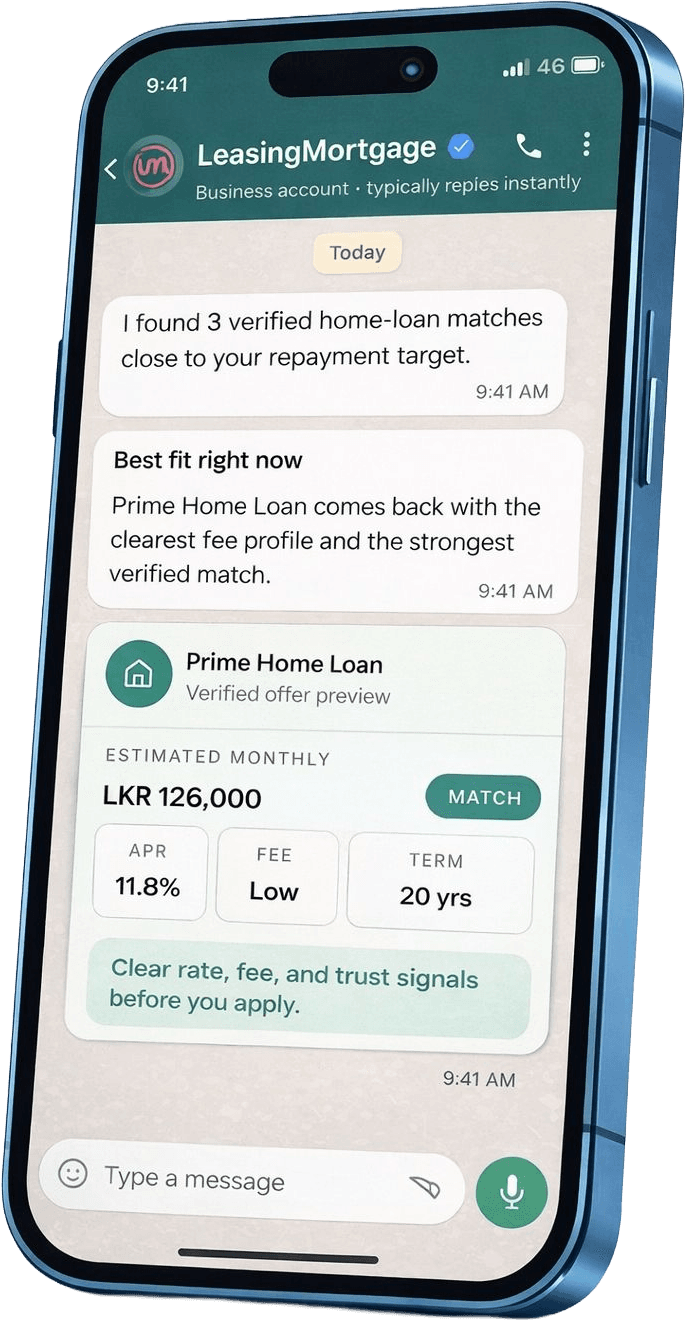 Phone preview of the LeasingMortgage app